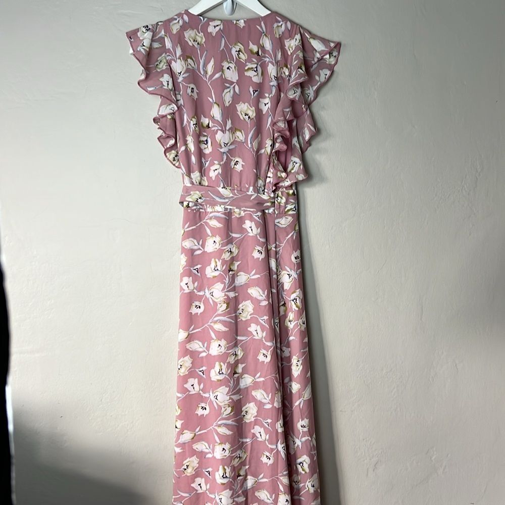Boohoo FLORAL FRILL DETAIL WRAP MAXI DRESS - Picture 12 of 12